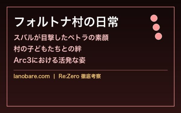 Arc3白鯨討伐時代のペトラ・ライテ——フォルトナ村の日常