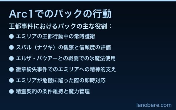 Arc1でのパックの行動まとめ