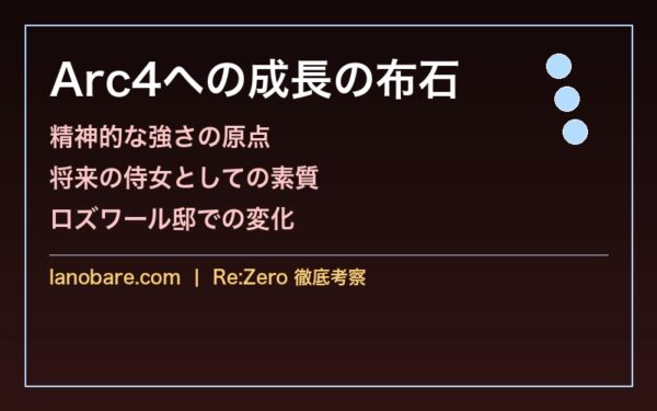 Arc4への成長の布石——精神的強さの原点