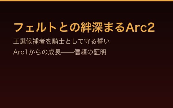 フェルトとの絆深まるArc2：王選候補者を騎士として守る誓い