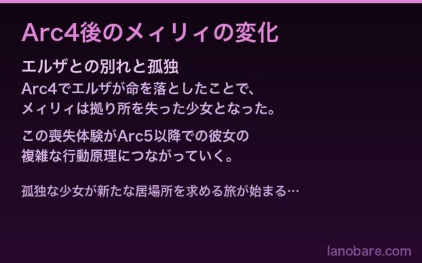 Arc4後のメィリィの変化とエルザの死