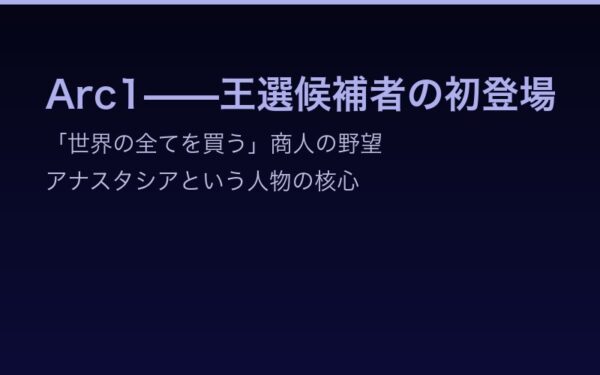 Arc1アナスタシア——王選候補者の初登場