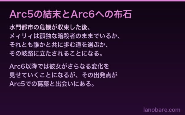 Arc5の結末とArc6への布石