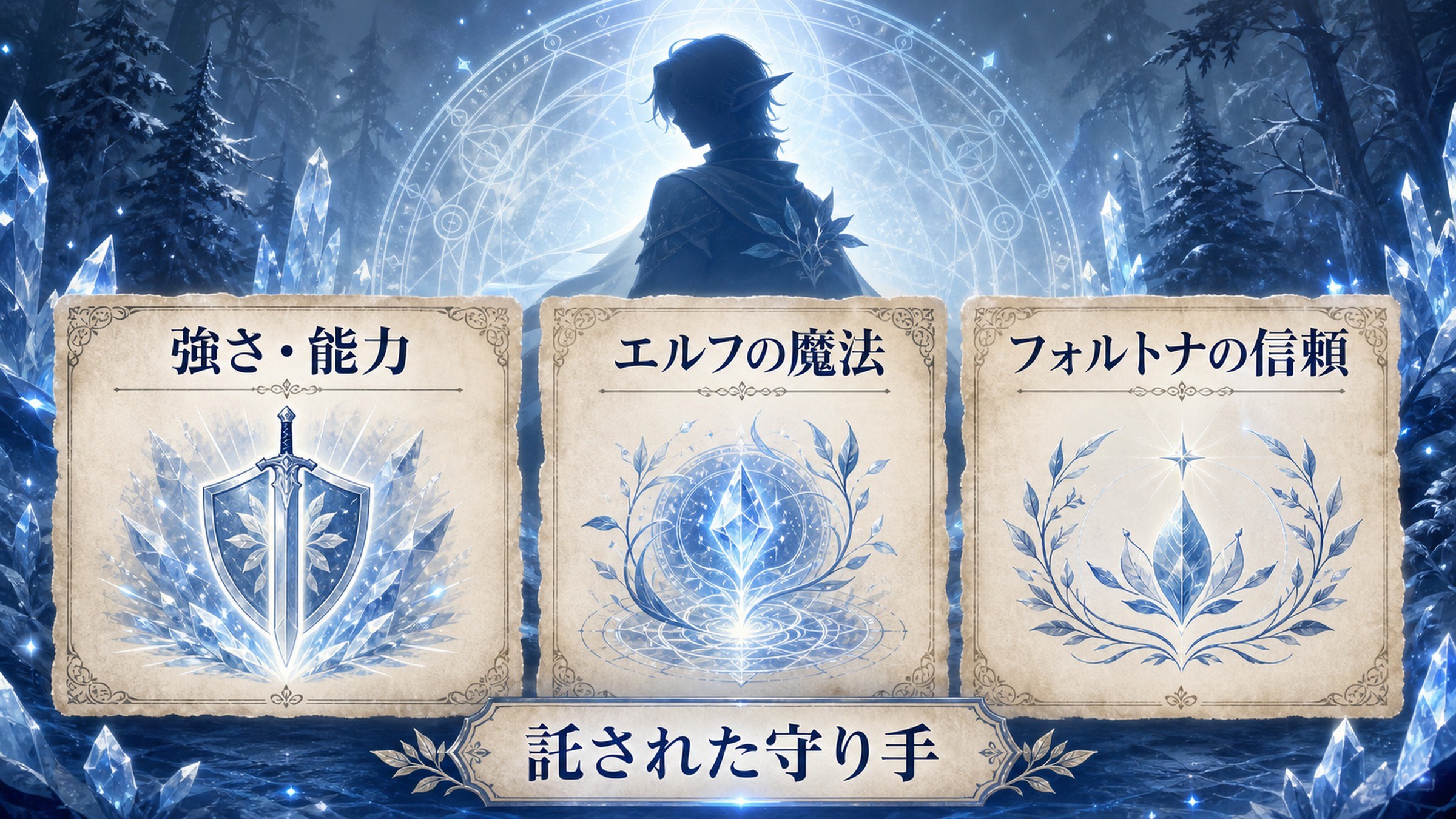 アーチのエルフとしての魔法適性と守り手としての信頼を整理した図解