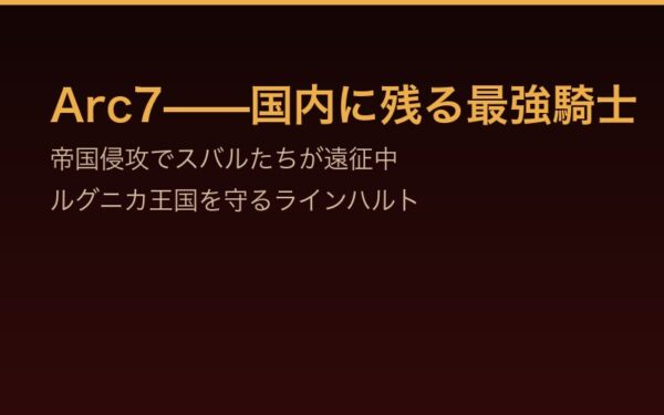 Arc7ラインハルト——国内に残る最強騎士