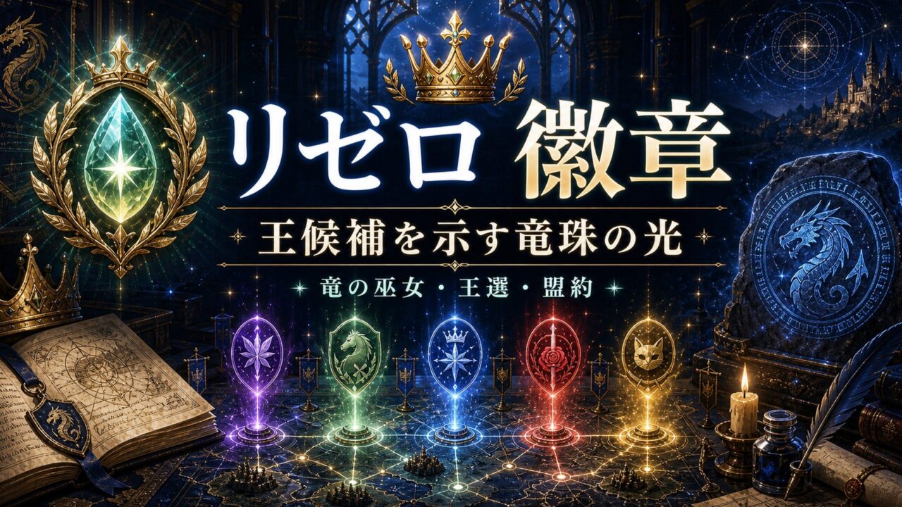 徽章と竜珠の光を表すアイキャッチ