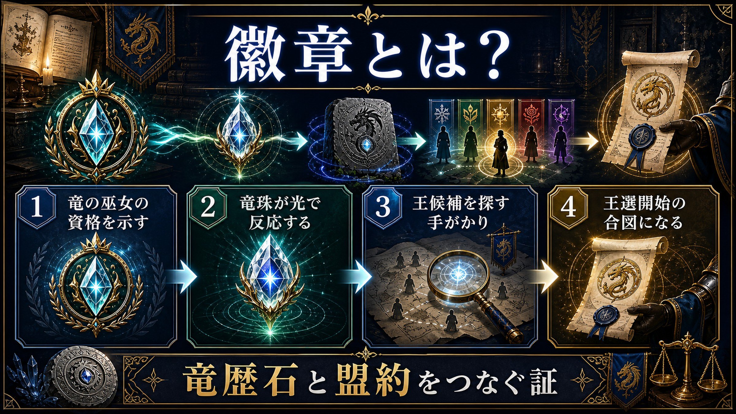 徽章と竜珠の役割をまとめた図解
