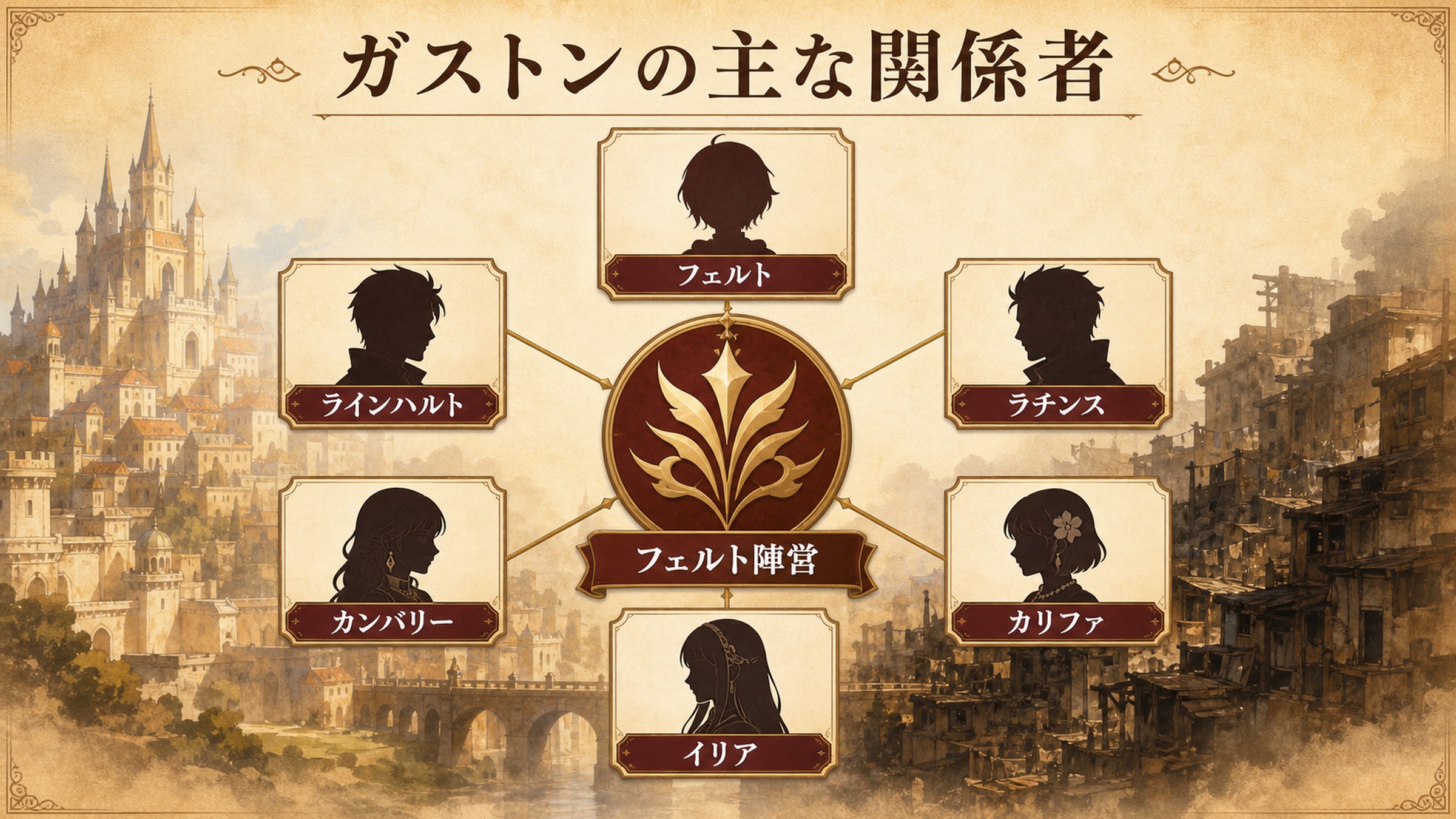ガストンとフェルト陣営の主な関係者をまとめた図解