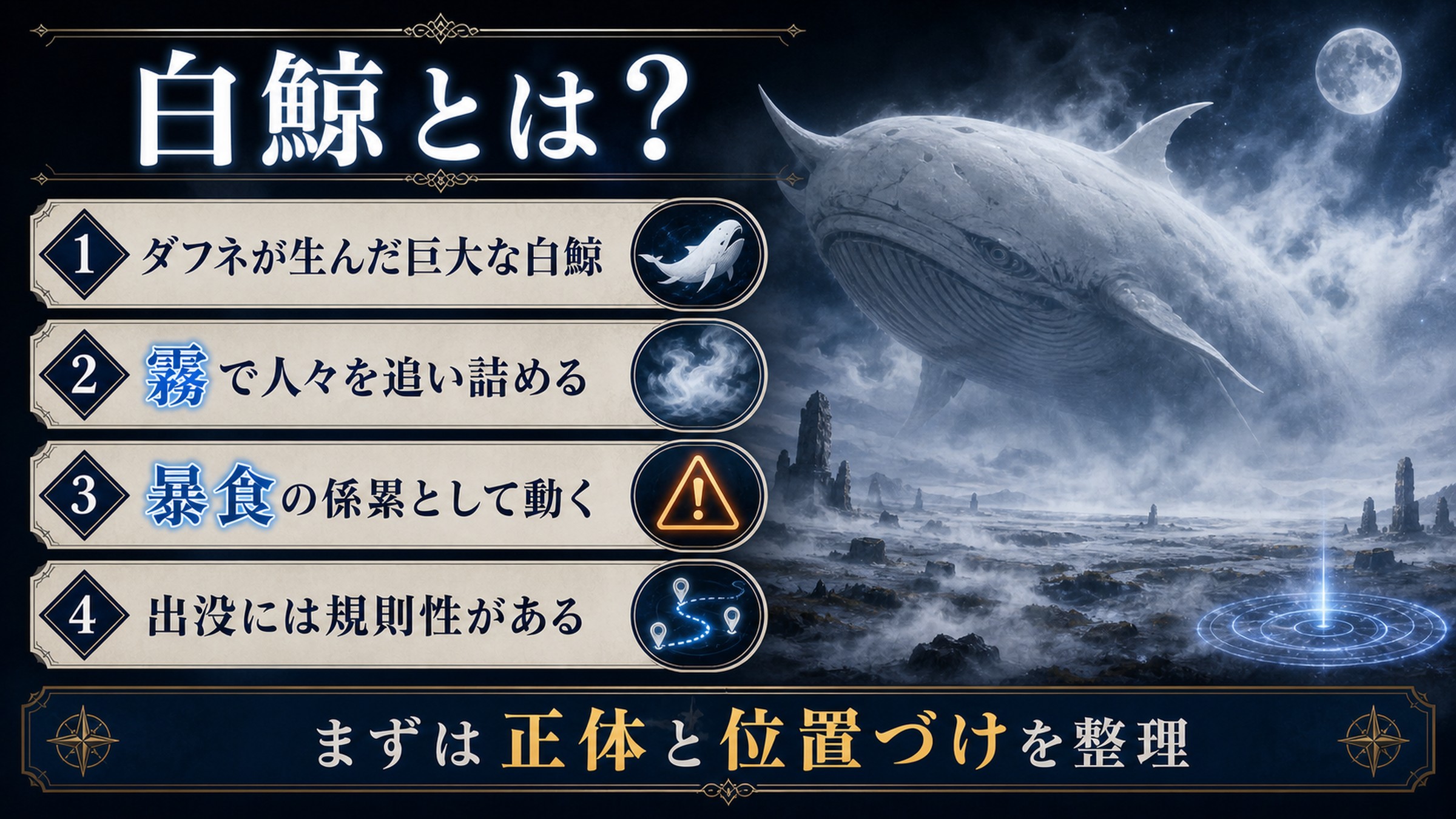 白鯨の正体と出没の特徴をまとめた図解