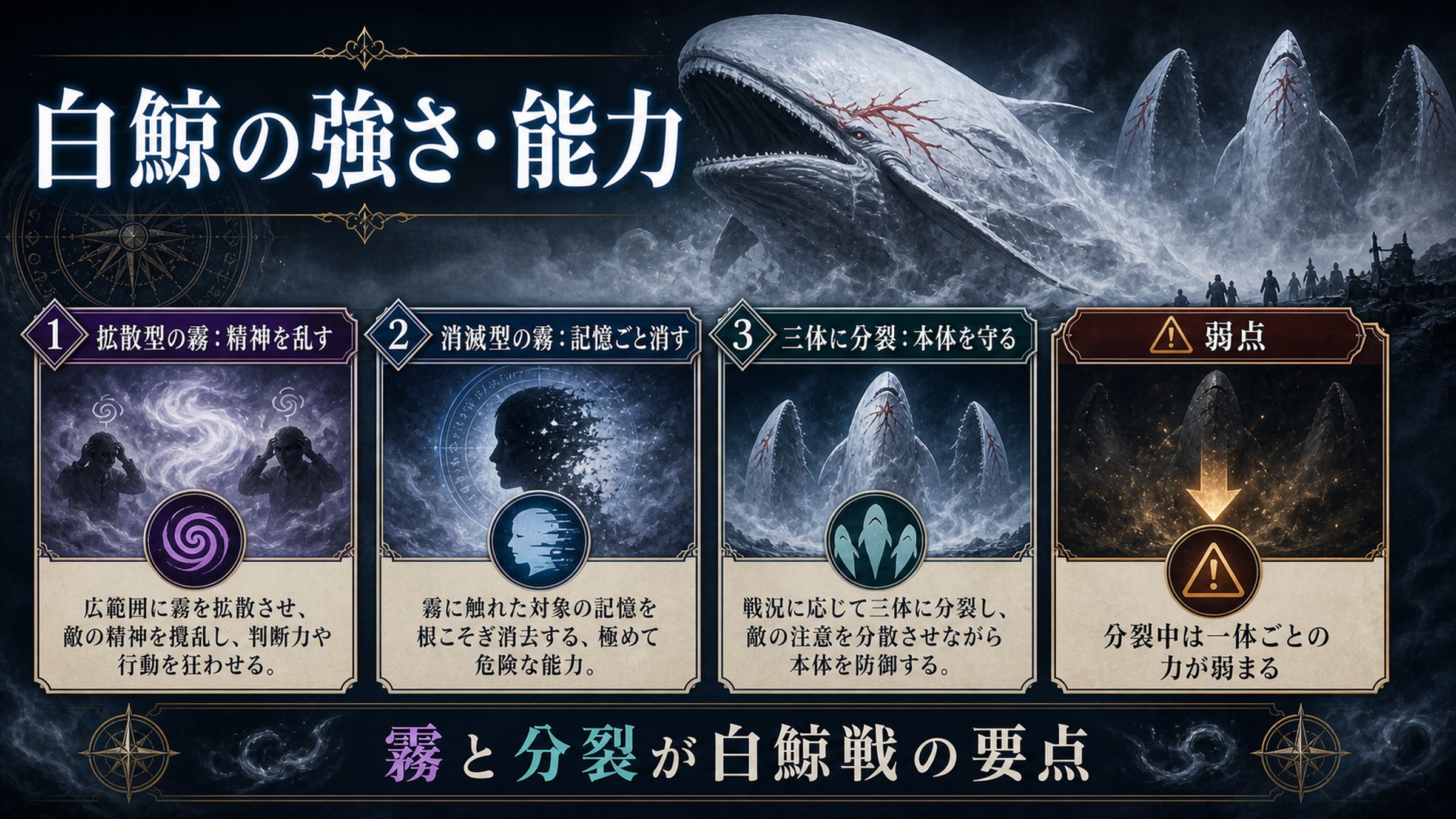 白鯨の霧と分裂能力をまとめた図解