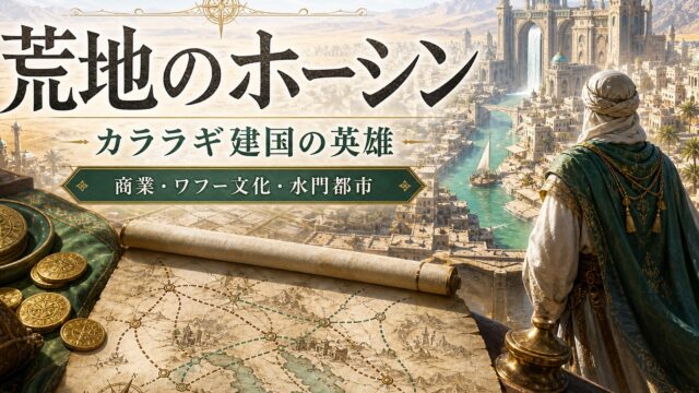 荒地のホーシンとカララギ建国の英雄性を示すアイキャッチ