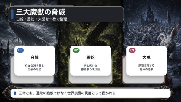 リゼロの三大魔獣である白鯨、黒蛇、大兎の脅威を整理した図解