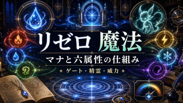 リゼロの魔法と六属性を表すアイキャッチ