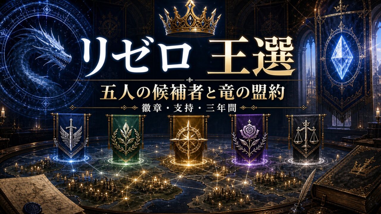 王選と五人の候補者を表すアイキャッチ