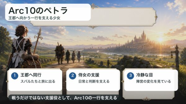 Arc10でペトラが王都へ向かう一行を支える役割を整理した図解