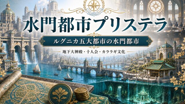 水門都市プリステラの水門・地下大神殿・十人会を示すアイキャッチ