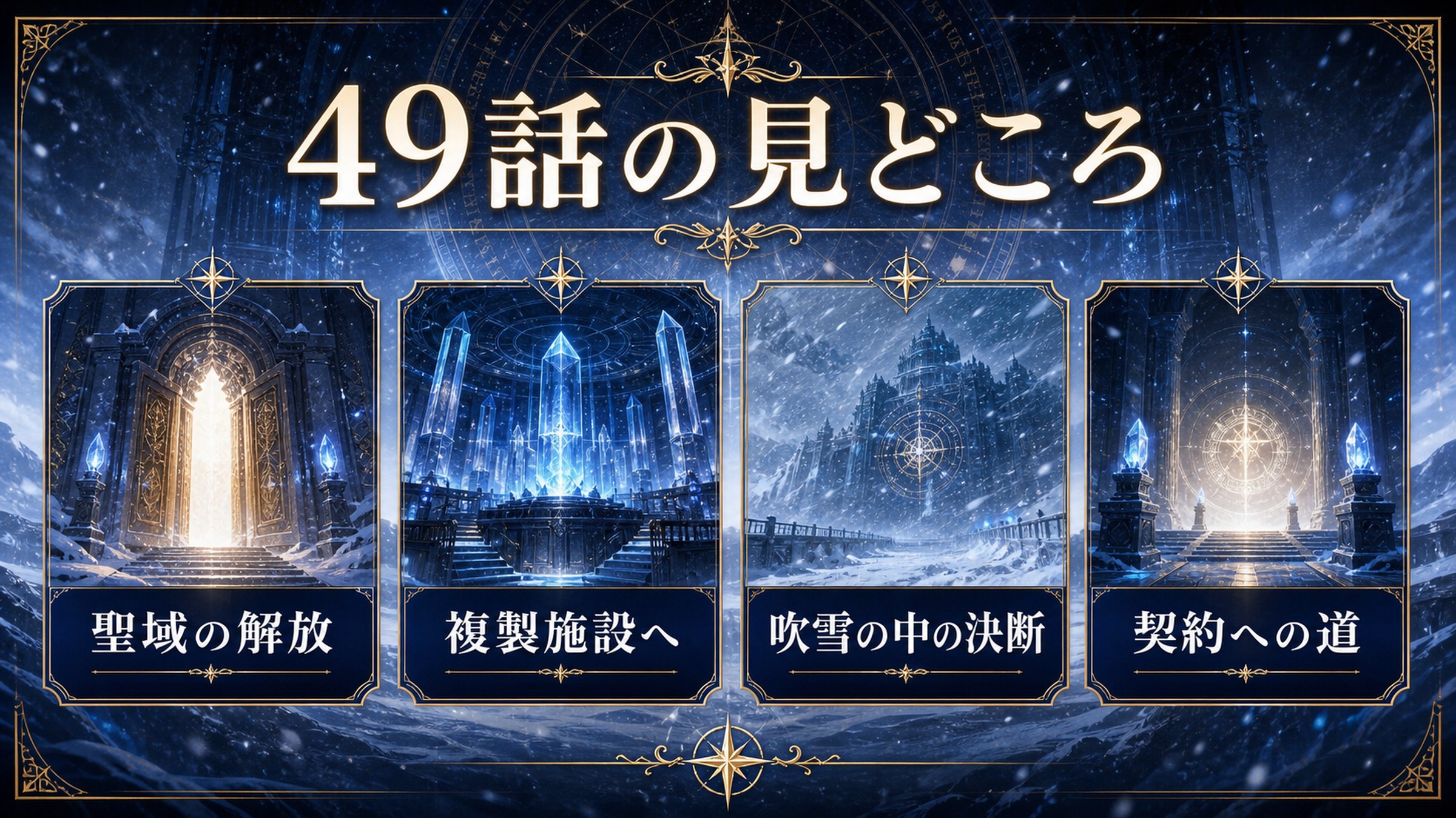 リゼロアニメ49話の見どころを聖域の解放・複製施設・吹雪の中の決断・契約への道として整理した図解