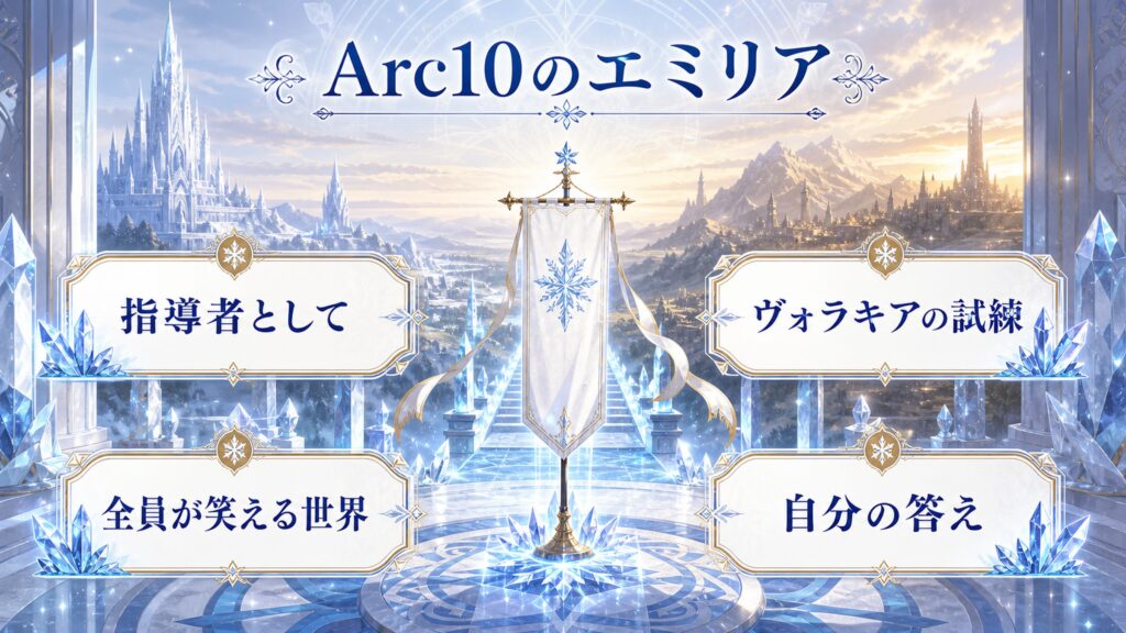 Arc10のエミリアを指導者として・ヴォラキアの試練・全員が笑える世界・自分の答えとして整理した図解