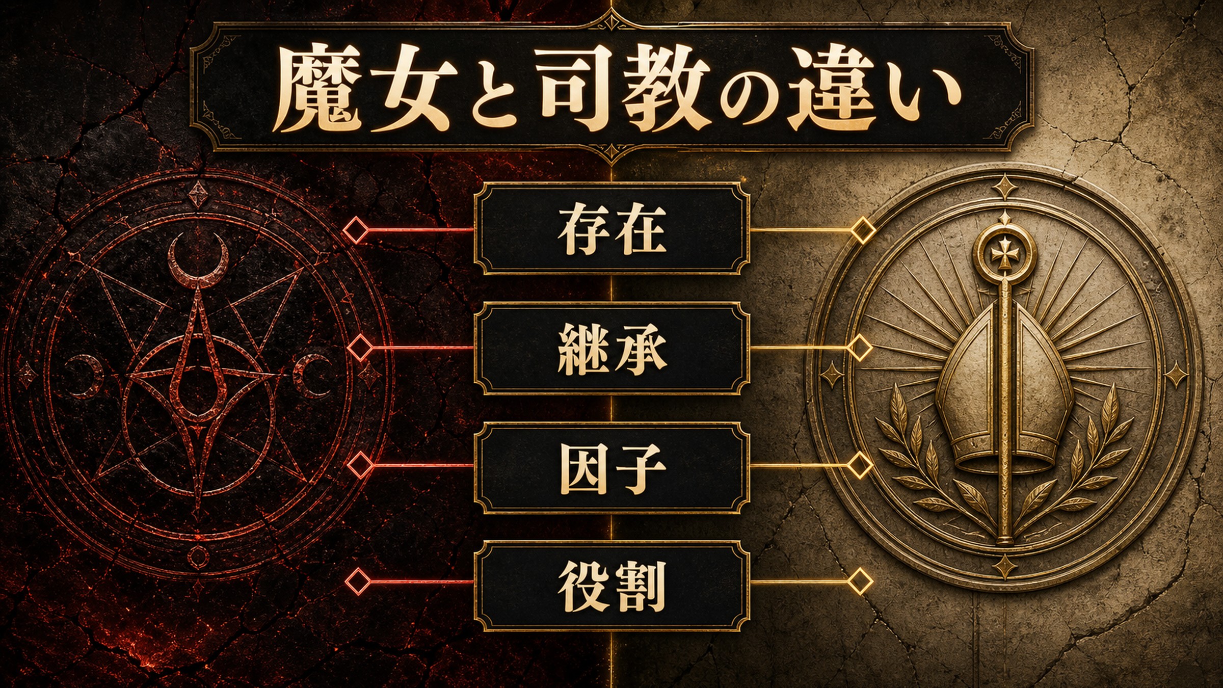 大罪の魔女と大罪司教の違いを存在、継承、因子、役割として整理した図解