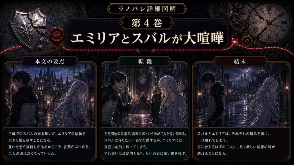トップページ詳細解説「エミリアとスバルが大喧嘩」を整理した図解