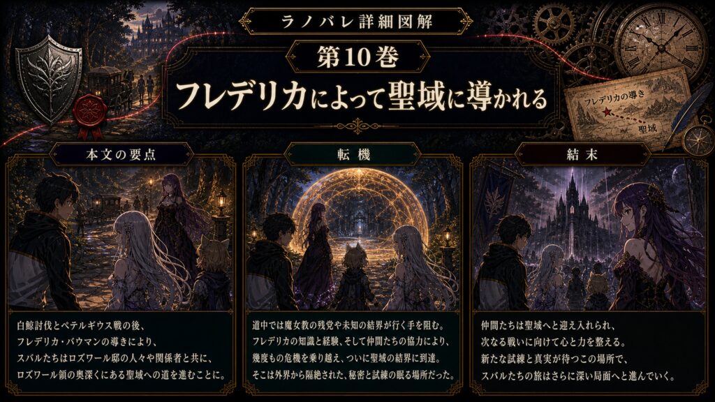 トップページ詳細解説「フレデリカによって聖域に導かれる」を整理した図解