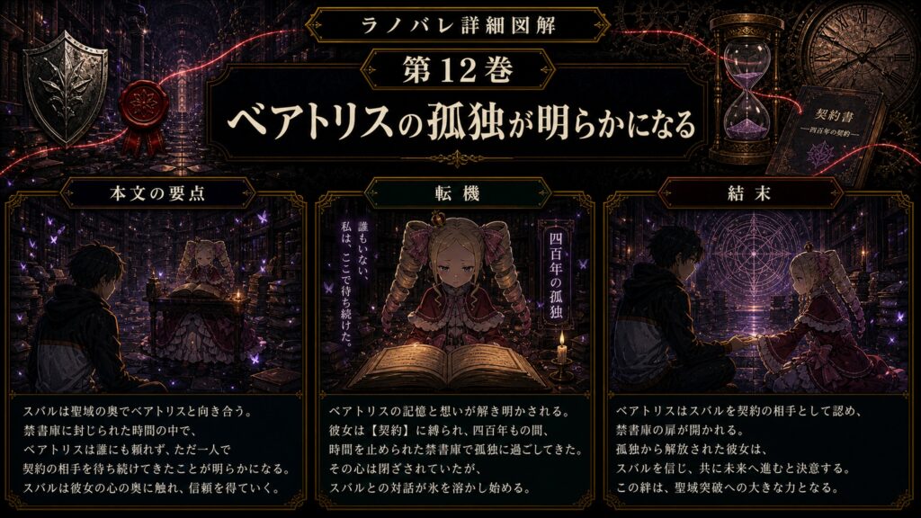 トップページ詳細解説「ベアトリスの孤独が明らかになる」を整理した図解