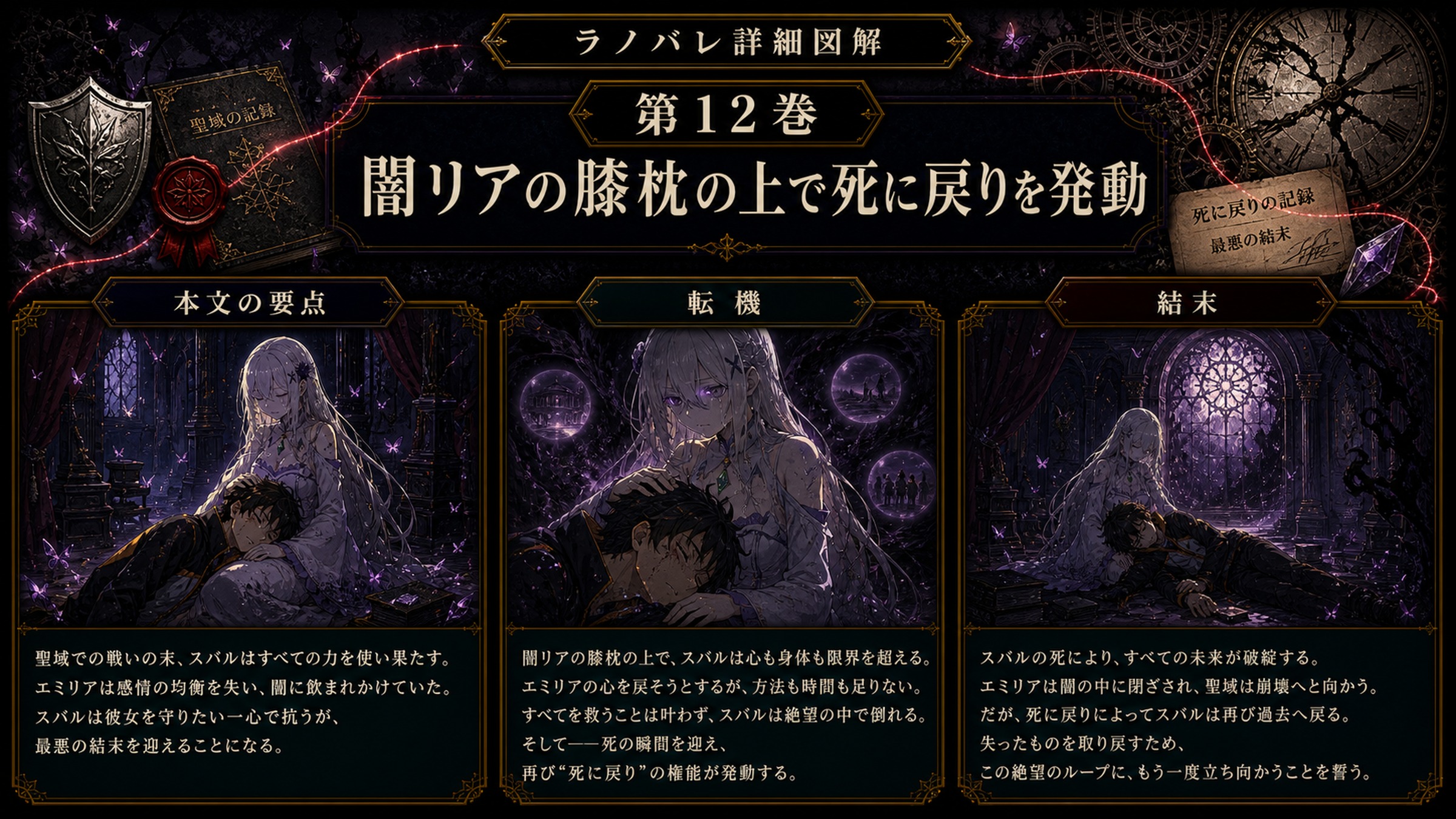 トップページ詳細解説「闇リアの膝枕の上で死に戻りを発動」を整理した図解