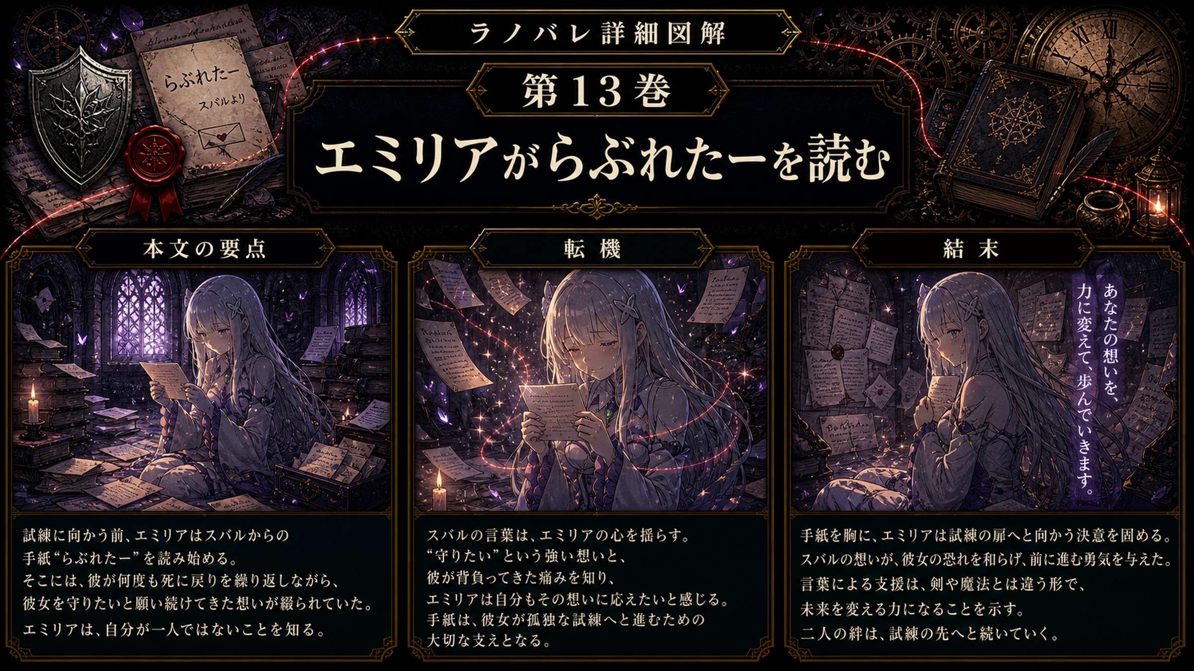 トップページ詳細解説「エミリアがらぶれたーを読む」を整理した図解