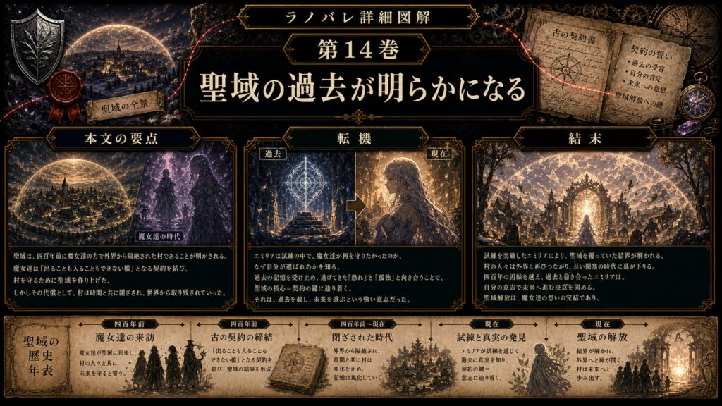 トップページ詳細解説「聖域の過去が明らかになる」を整理した図解