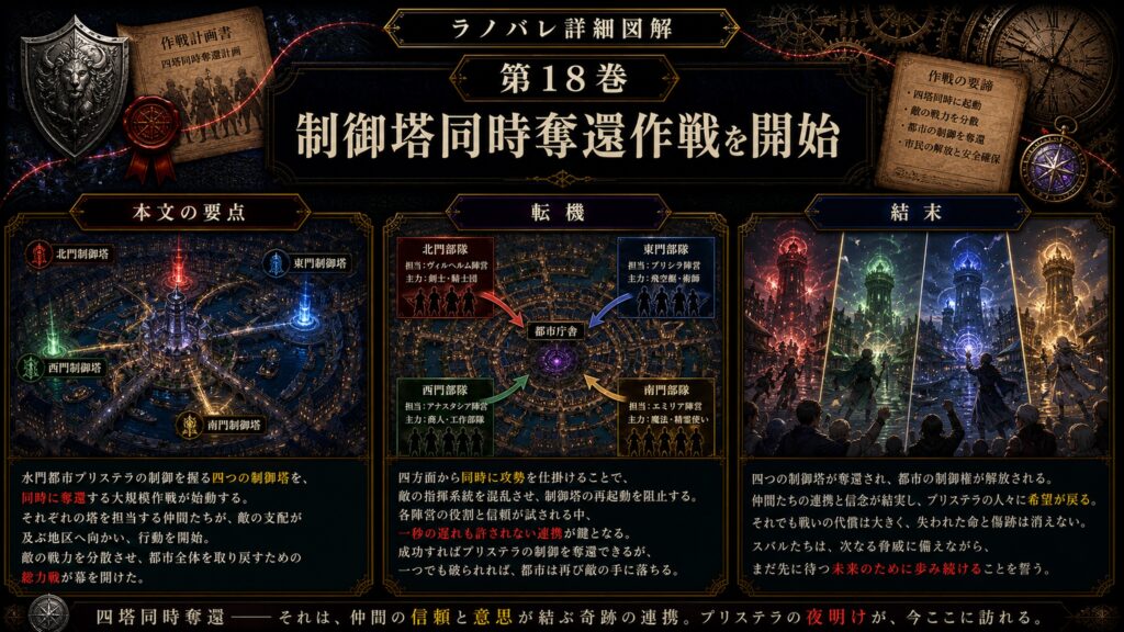 トップページ詳細解説「制御塔同時奪還作戦を開始」を整理した図解