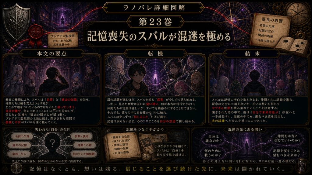 トップページ詳細解説「記憶喪失のスバルが混迷を極める」を整理した図解