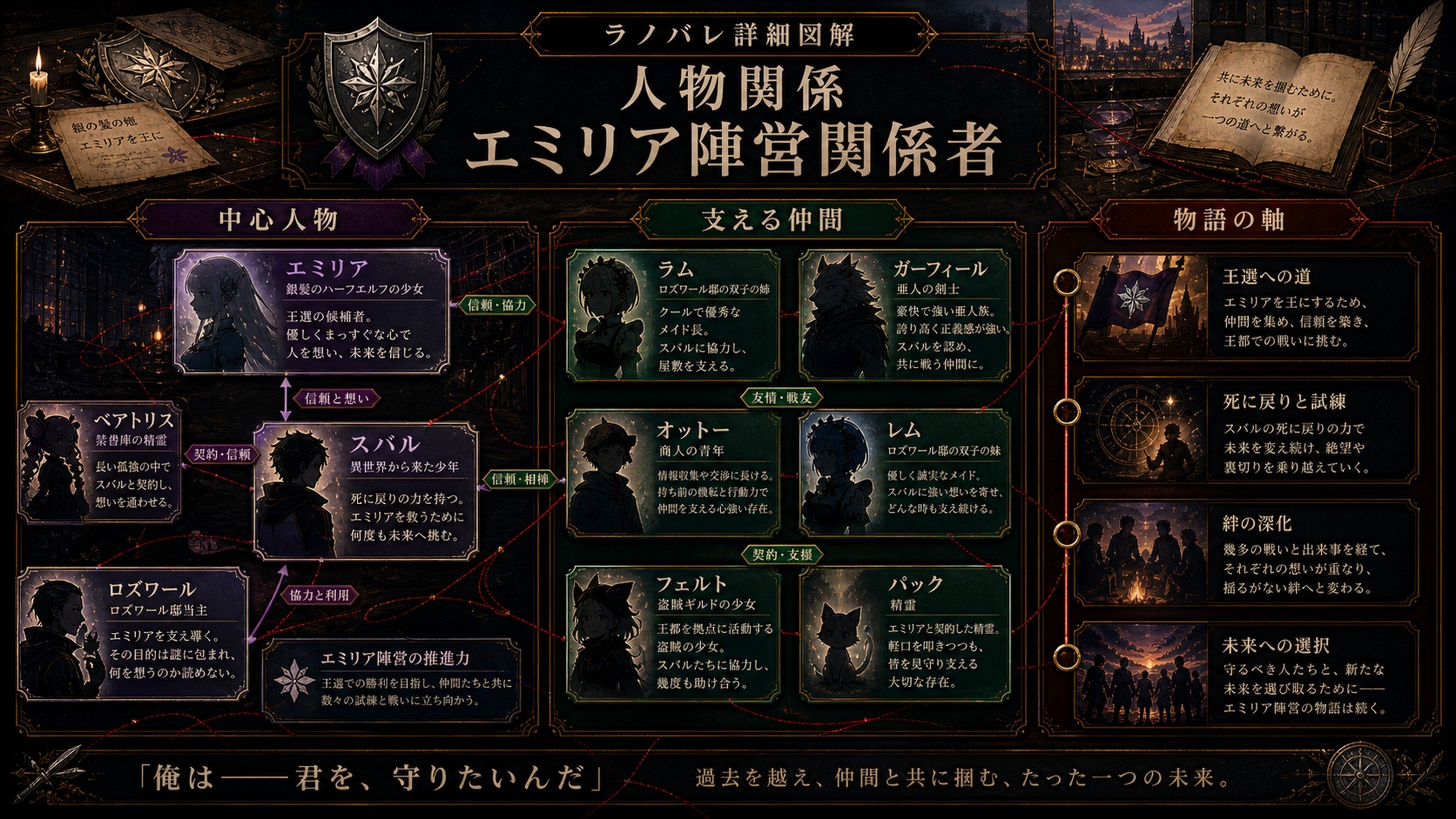 トップページ詳細解説「エミリア陣営関係者」を整理した図解