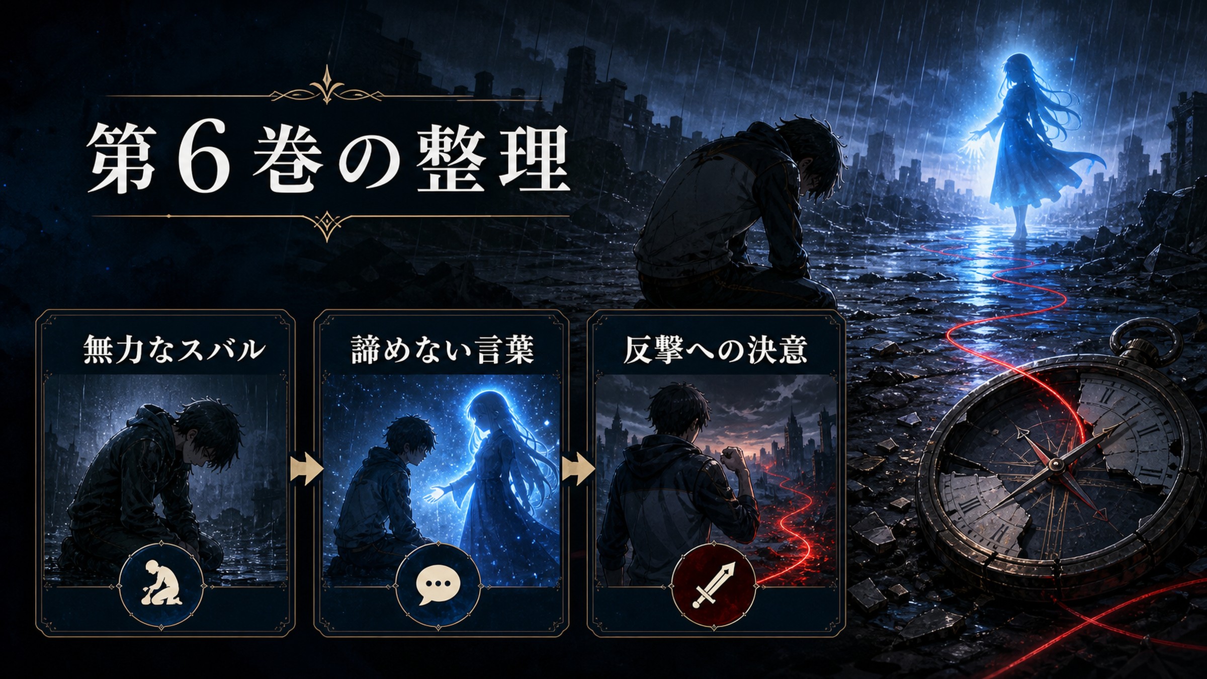 トップページ「リゼロ第6巻ネタバレ 無力なスバルと諦めさせないレム」の内容を整理した図解