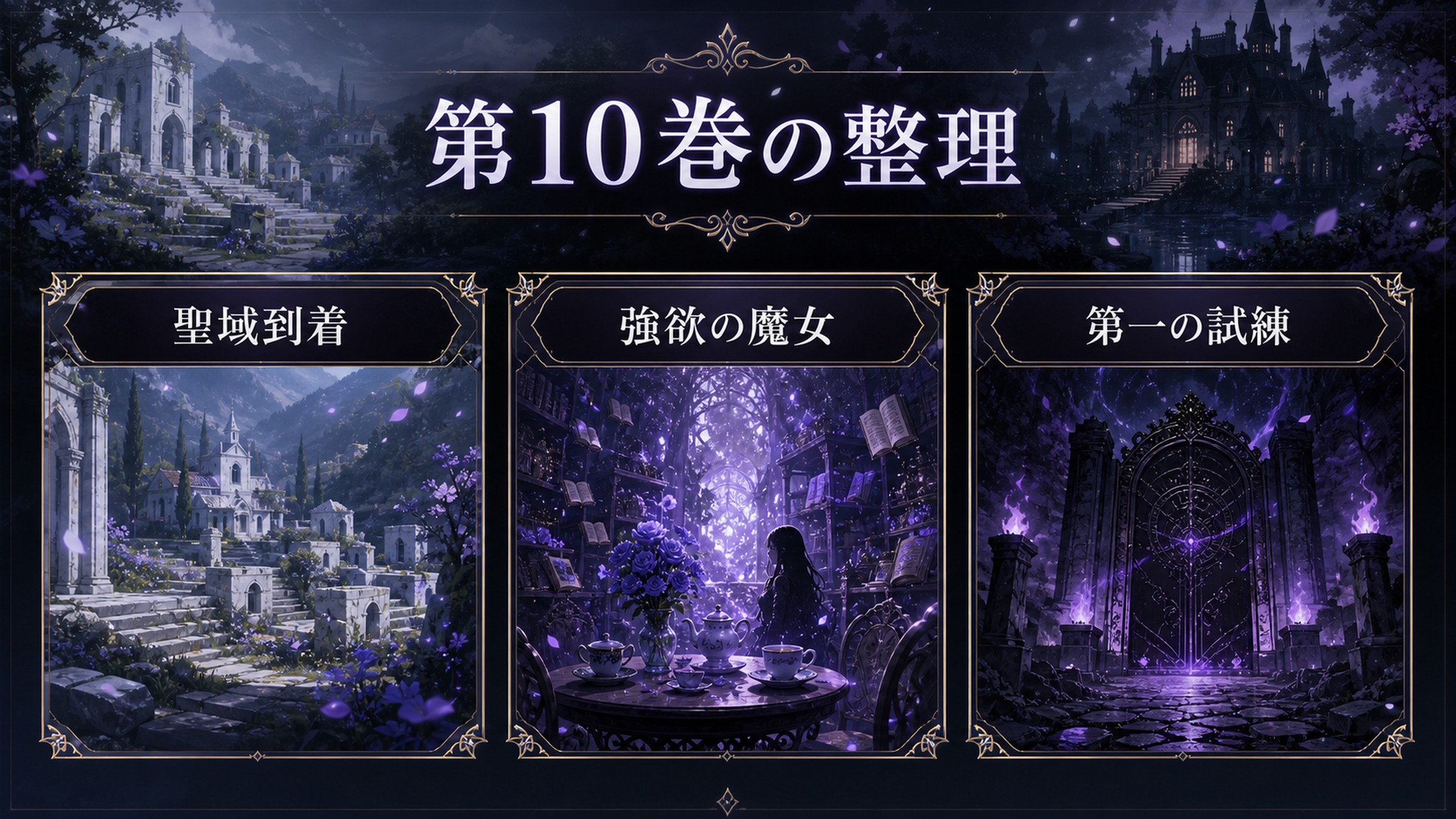 トップページ「リゼロ第10巻ネタバレ 聖域とエキドナ、試練とエミリア、屋敷とエルザ、一度目の茶会」の内容を整理した図解