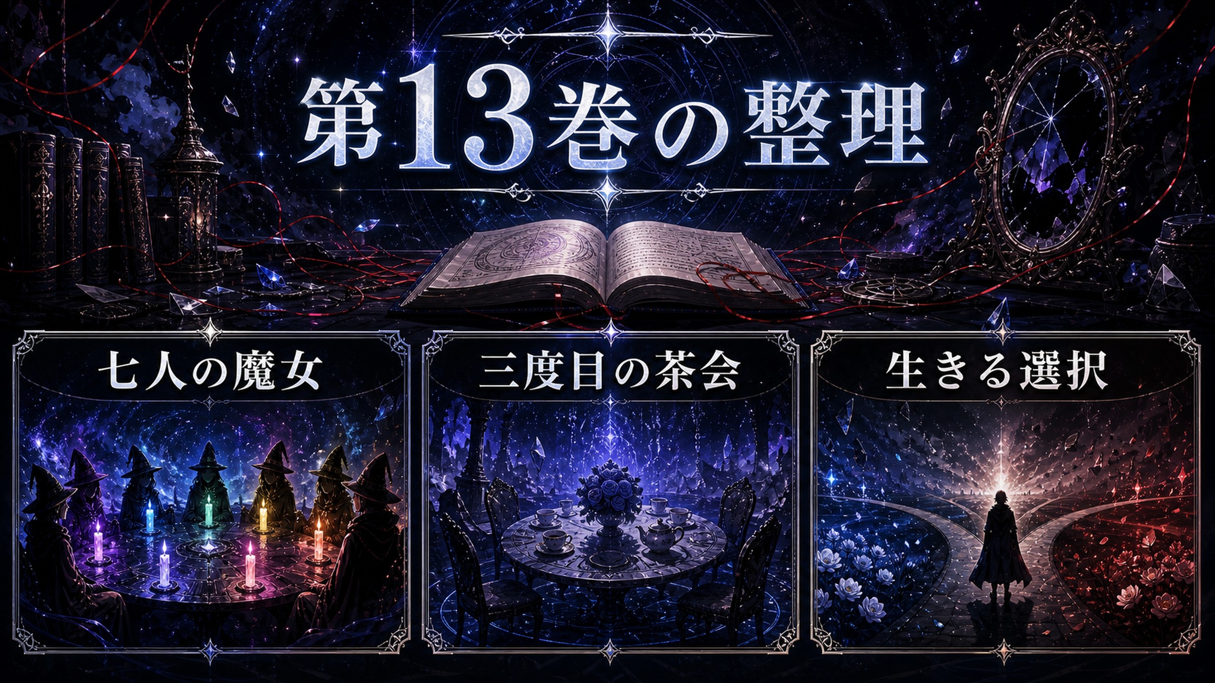 トップページ「リゼロ第13巻ネタバレ ７人の魔女が揃った三度目の茶会、スバルの変化」の内容を整理した図解