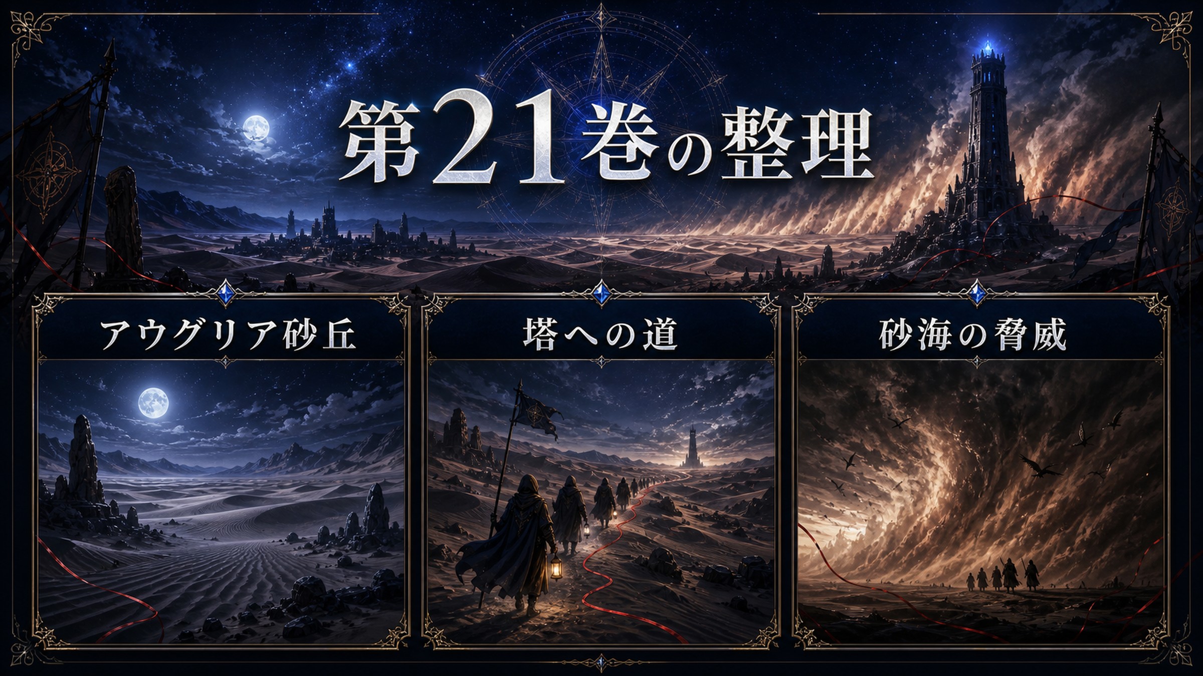 トップページ「リゼロ第21巻ネタバレ アウグリア砂丘の脅威に立ち向かう」の内容を整理した図解