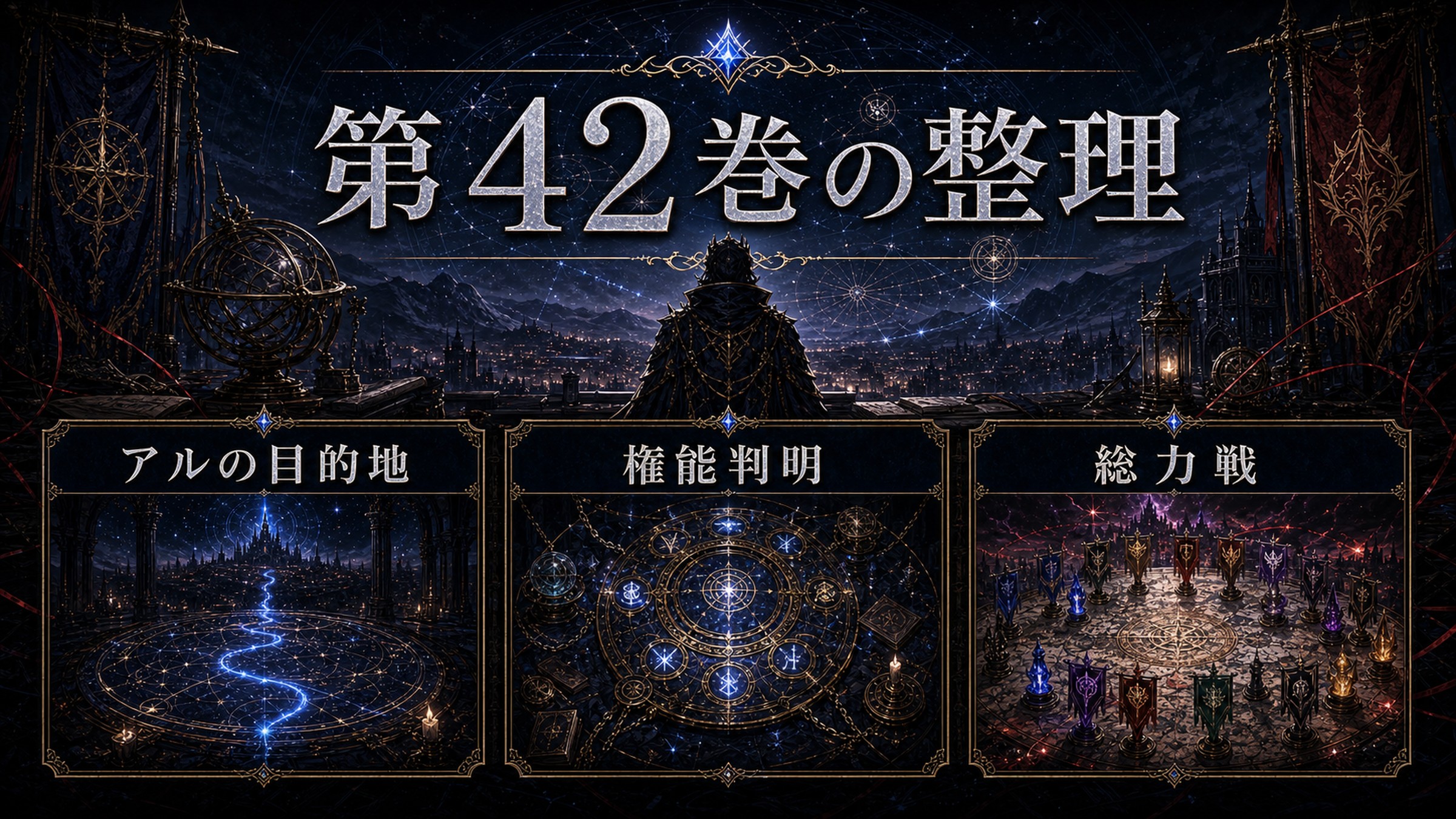 トップページ「リゼロ第42巻ネタバレ アルの目的地と権能判明、アルデバ・スレイヤーズ総力戦」の内容を整理した図解
