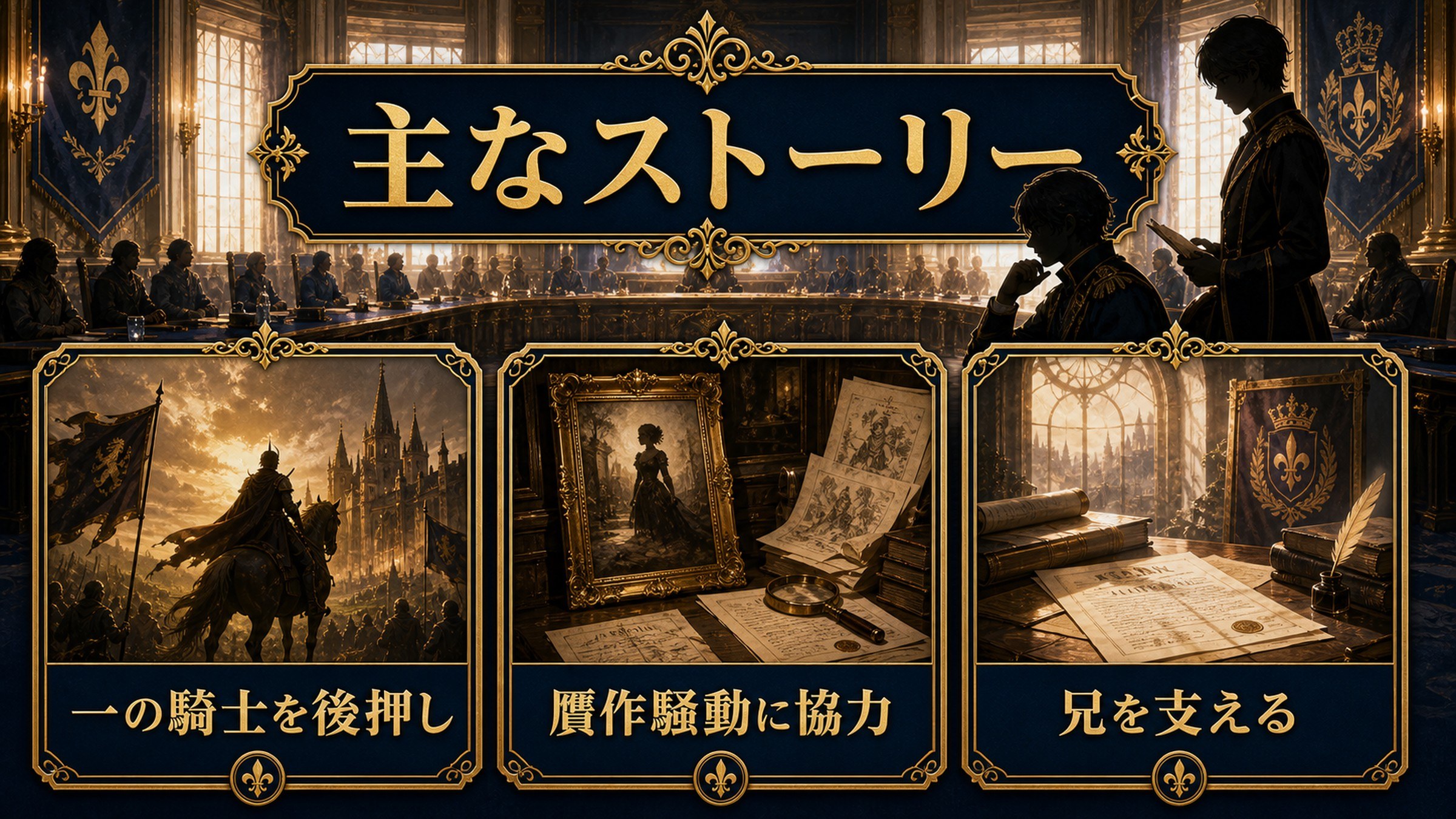 ヨシュアが一の騎士を後押し贋作騒動に協力し兄を支える流れを整理した図解
