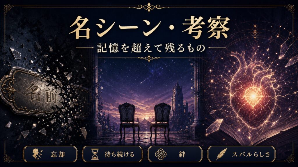 第六章の名シーンと考察を忘却、待つこと、絆、本質として整理した図解