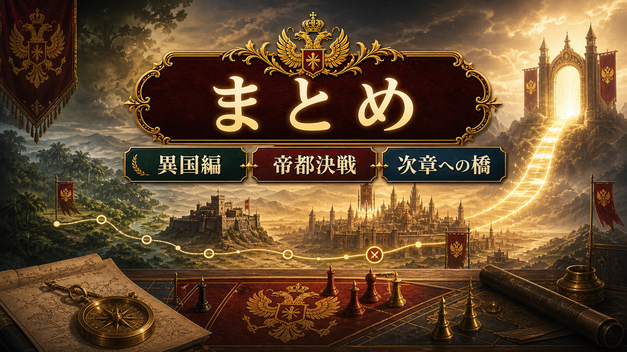 Arc7まとめを異国編、帝都決戦、次章への橋として整理した図解