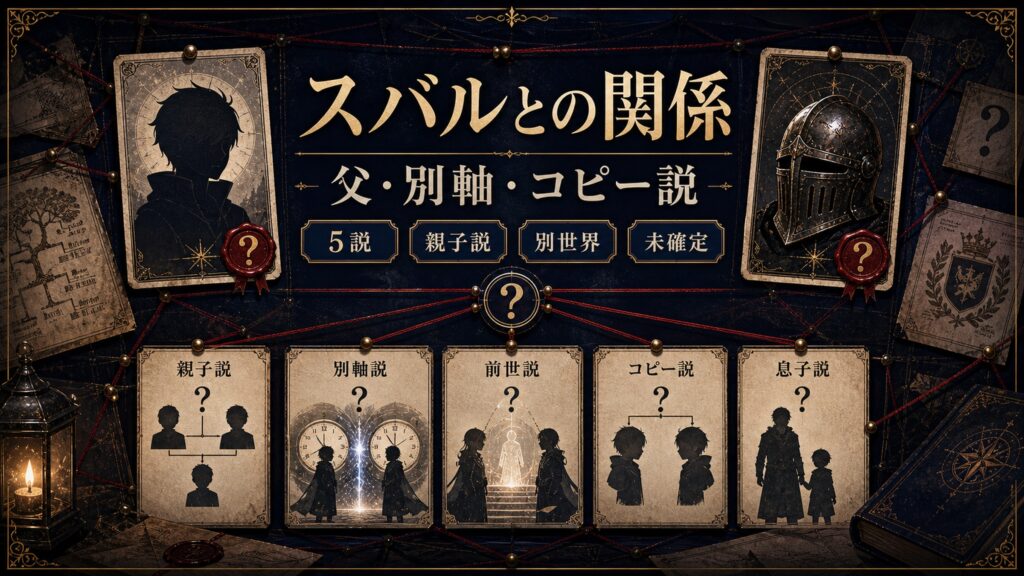 スバルとの関係考察を5説、親子説、別世界、未確定として整理した図解