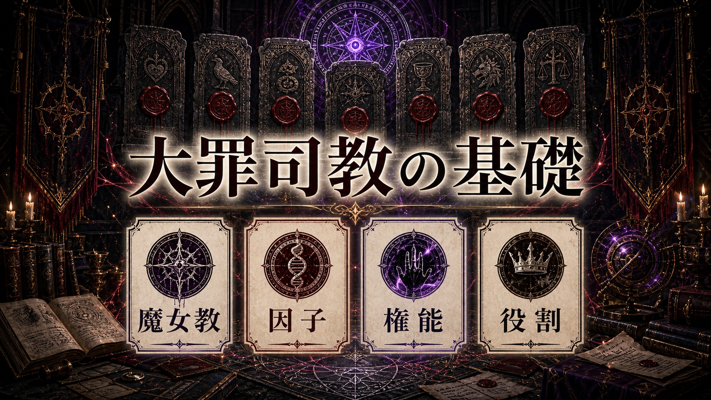 大罪司教の基礎を魔女教、因子、権能、役割として整理した図解