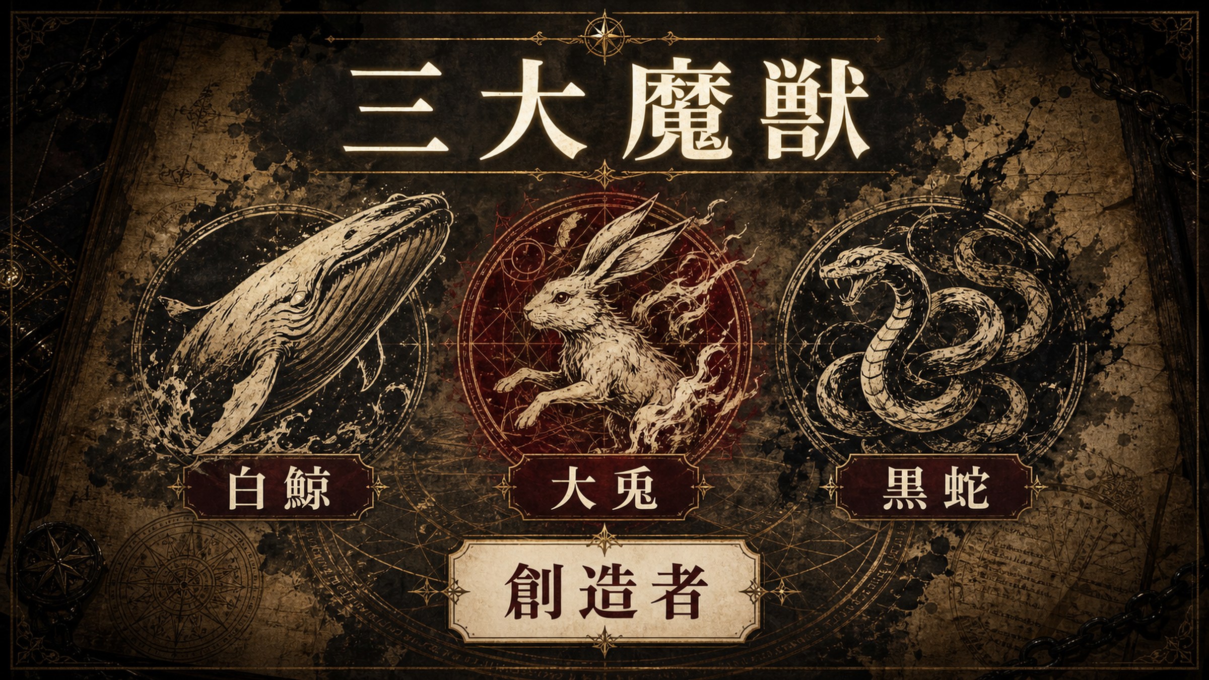 三大魔獣を白鯨、大兎、黒蛇、創造者として整理した図解