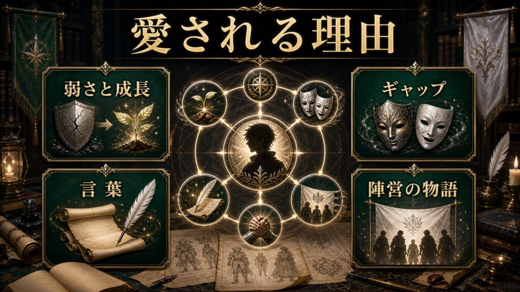 リゼロキャラが愛される理由を弱さと成長、ギャップ、言葉、陣営の物語として整理した図解