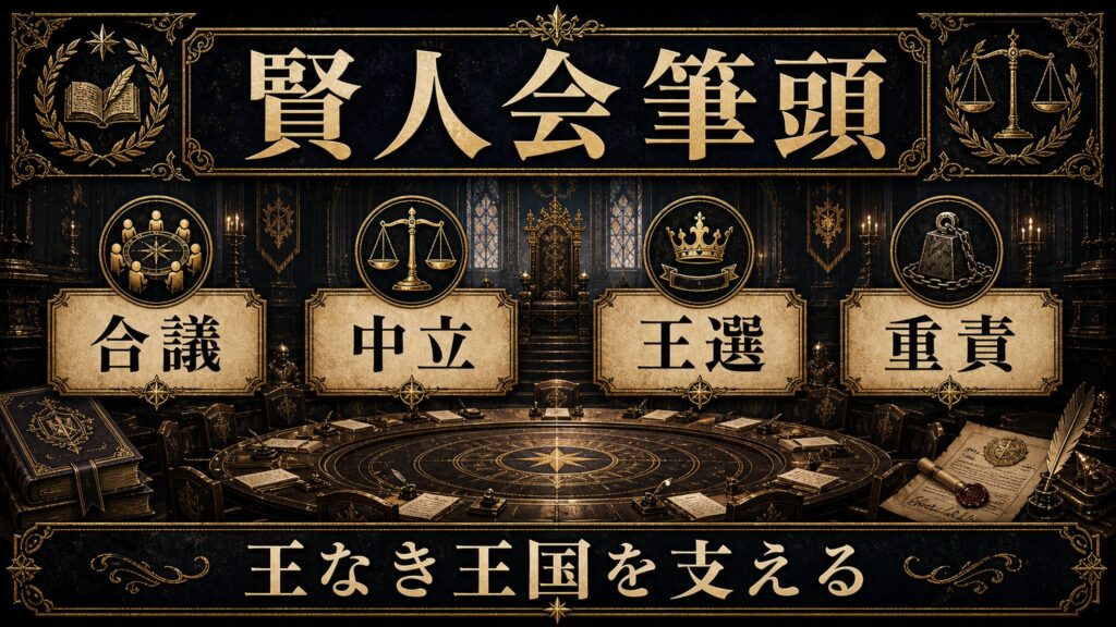 賢人会筆頭を合議、中立、王選、重責として整理した図解
