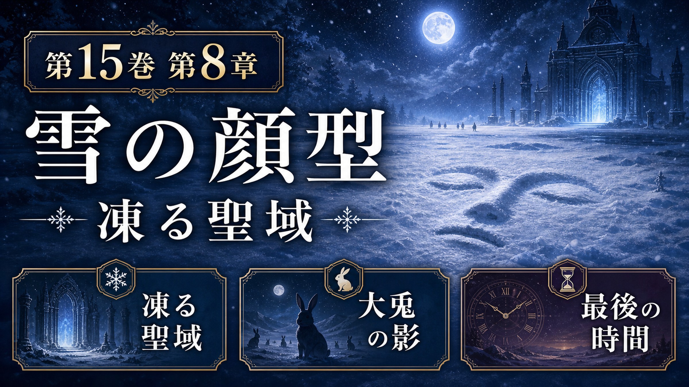リゼロ原作小説15巻第8章を雪の顔型、凍る聖域、大兎の影、最後の時間として整理した図解