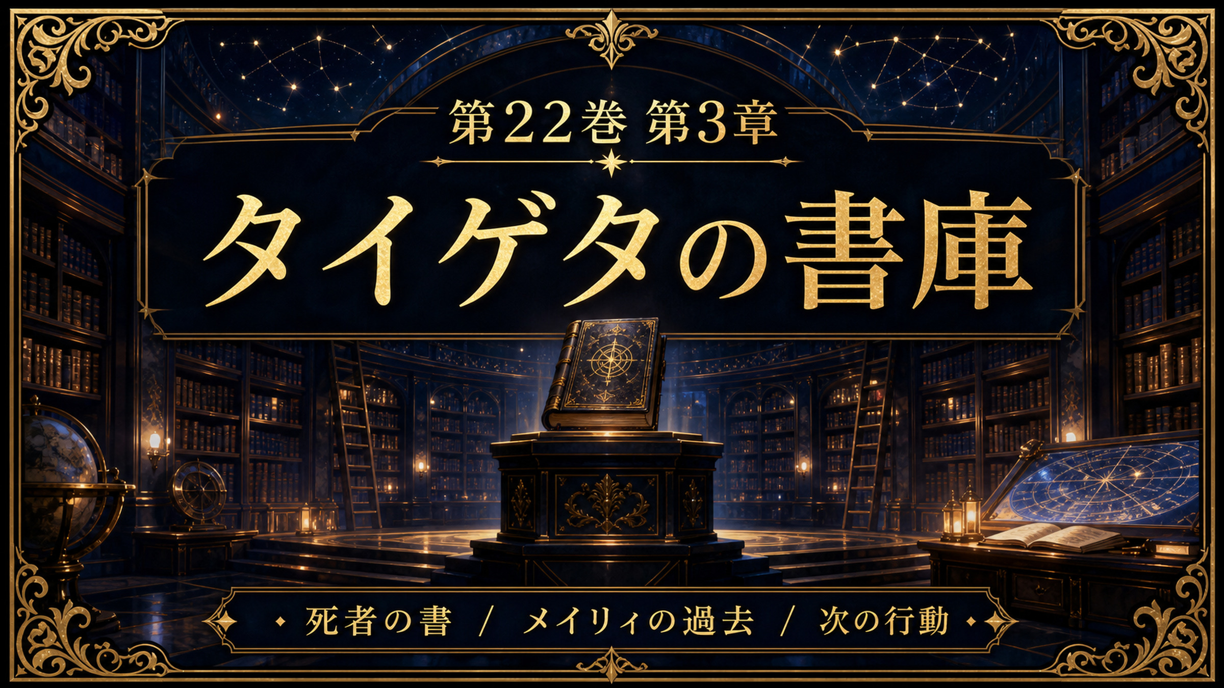 リゼロ原作小説22巻第3章をタイゲタの書庫、死者の書、メイリィの過去、次の行動として整理した図解