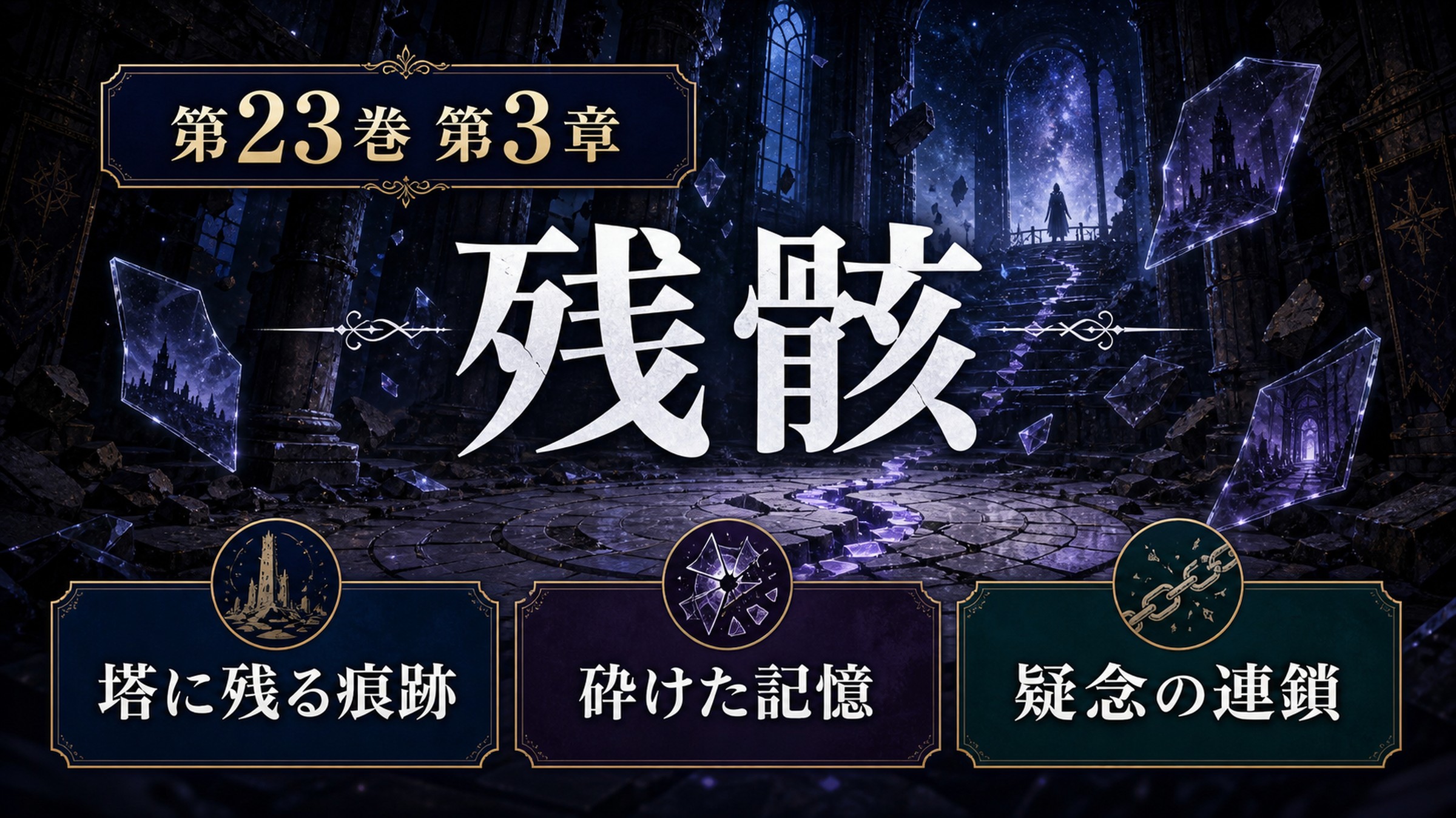 リゼロ原作小説23巻第3章を残骸、塔に残る痕跡、砕けた記憶、疑念の連鎖として整理した図解