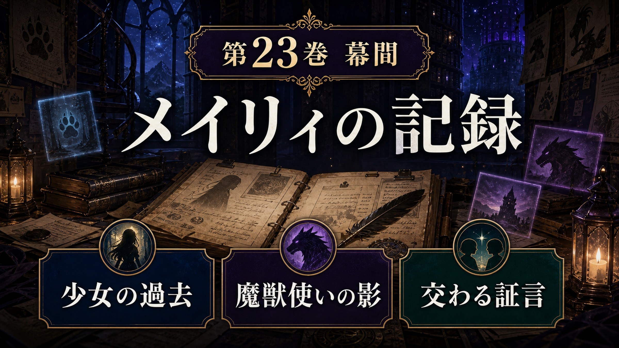 リゼロ原作小説23巻幕間をメイリィの記録、少女の過去、魔獣使いの影、交わる証言として整理した図解