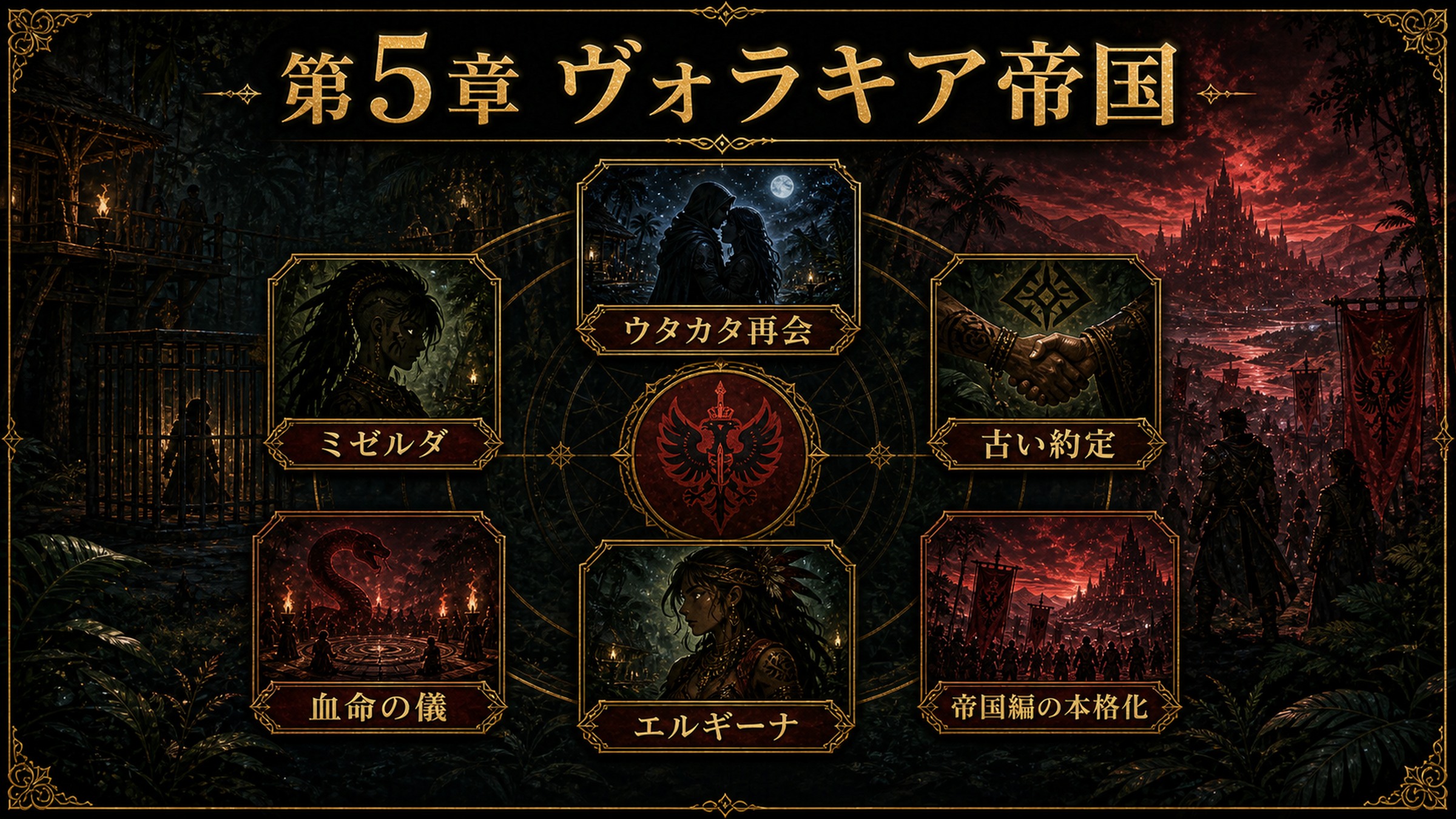 リゼロ原作小説26巻第5章ヴォラキア帝国をウタカタ再会、ミゼルダ、古い約定、血命の儀、エルギーナ、帝国編の本格化として整理した図解